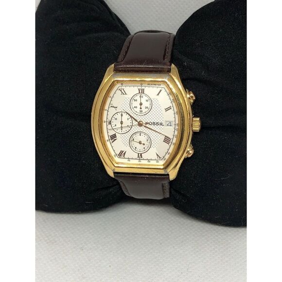 Fossil CH2260 Unisex Brown Leather Analog Dial Quartz Genuine Wrist Watch HG99 - Picture 1 of 9